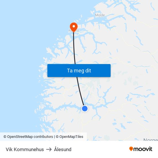 Vik Kommunehus to Ålesund map