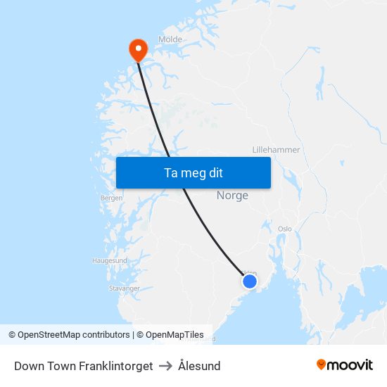 Down Town Franklintorget to Ålesund map