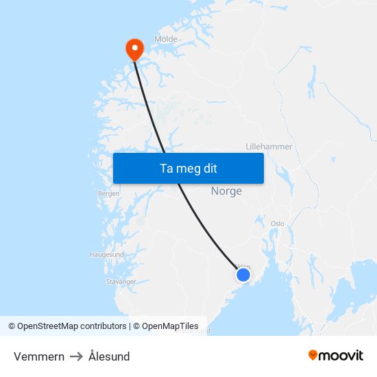 Vemmern to Ålesund map