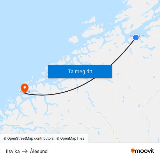 Ilsvika to Ålesund map