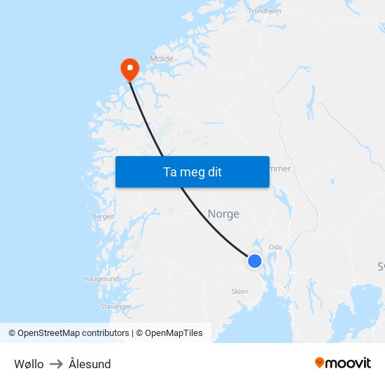 Wøllo to Ålesund map