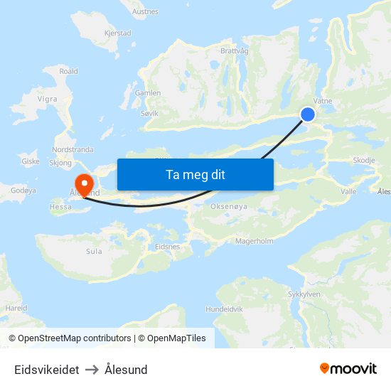 Eidsvikeidet to Ålesund map