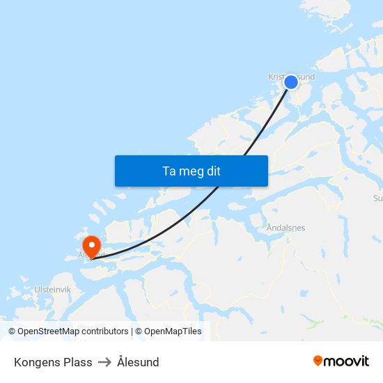 Kongens Plass to Ålesund map