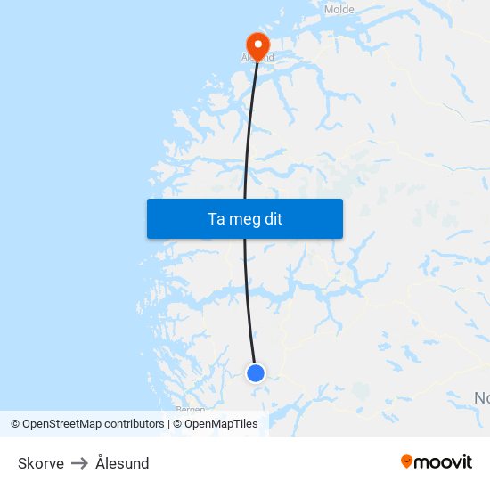 Skorve to Ålesund map