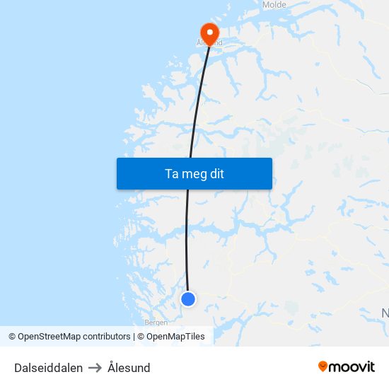 Dalseiddalen to Ålesund map