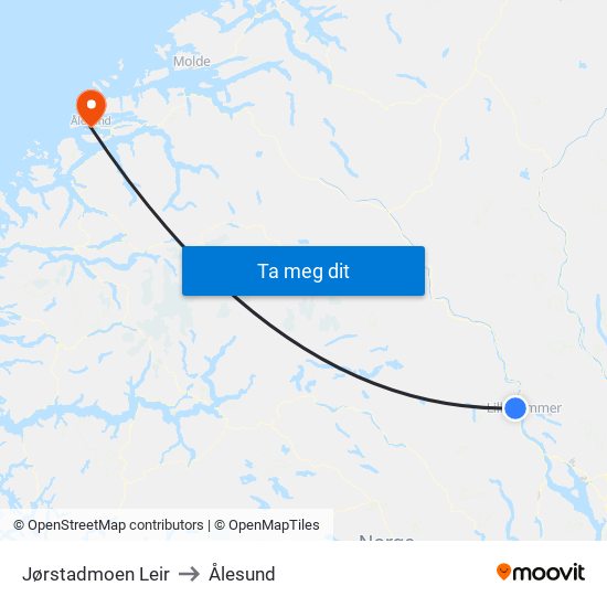 Jørstadmoen Leir to Ålesund map