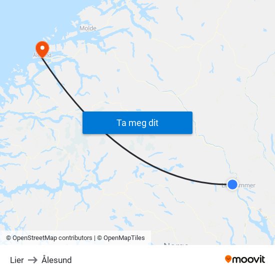 Lier to Ålesund map