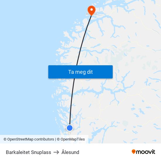 Barkaleitet Snuplass to Ålesund map