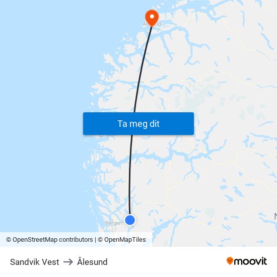 Sandvik Vest to Ålesund map