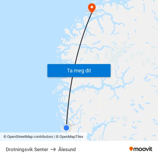 Drotningsvik Senter to Ålesund map