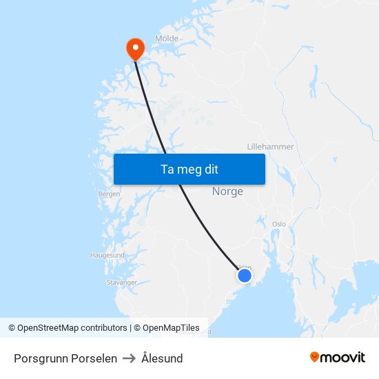 Porsgrunn Porselen to Ålesund map