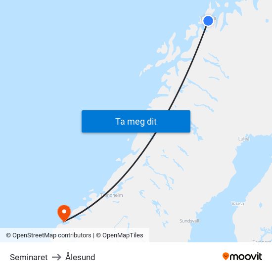 Seminaret to Ålesund map