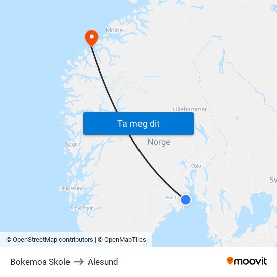 Bokemoa Skole to Ålesund map