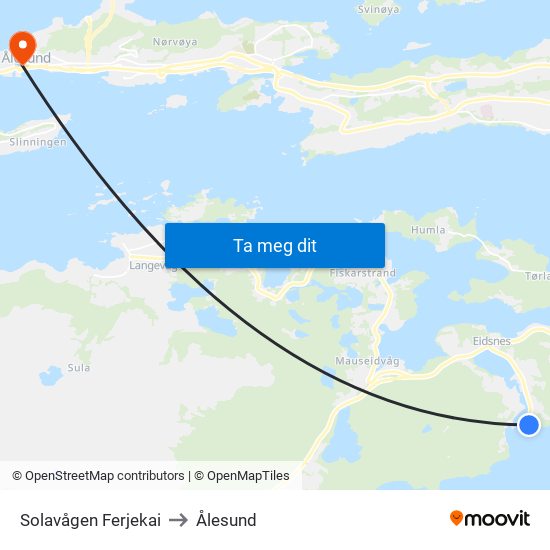 Solavågen Ferjekai to Ålesund map