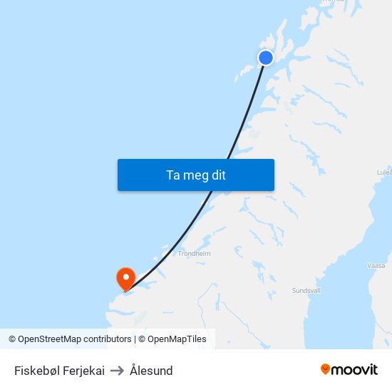 Fiskebøl Ferjekai to Ålesund map