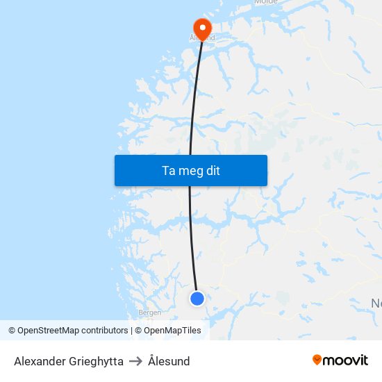 Alexander Grieghytta to Ålesund map