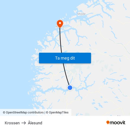 Krossen to Ålesund map