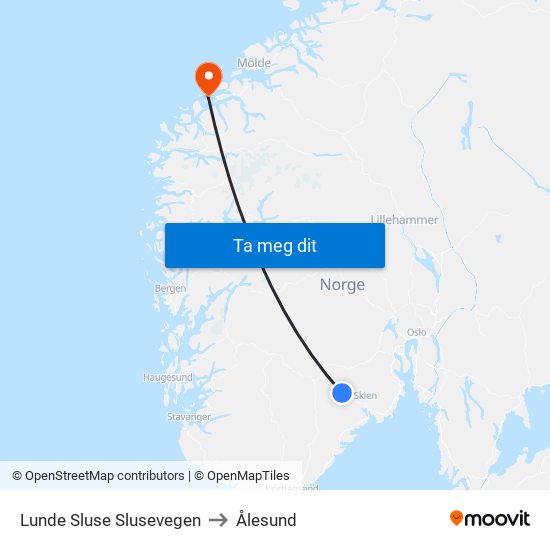 Lunde Sluse Slusevegen to Ålesund map