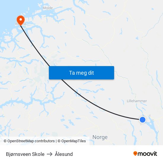 Bjørnsveen Skole to Ålesund map