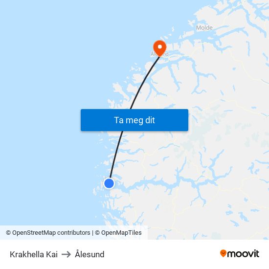 Krakhella Kai to Ålesund map