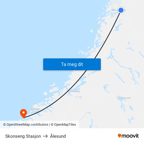 Skonseng Stasjon to Ålesund map