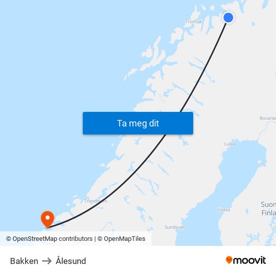 Bakken to Ålesund map