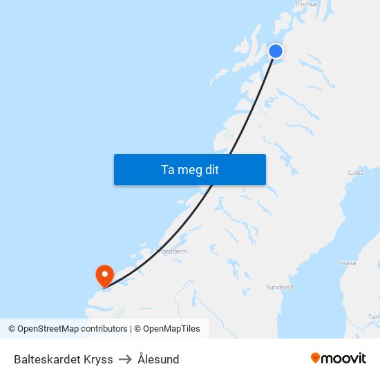 Balteskardet Kryss to Ålesund map