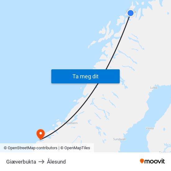 Giæverbukta to Ålesund map