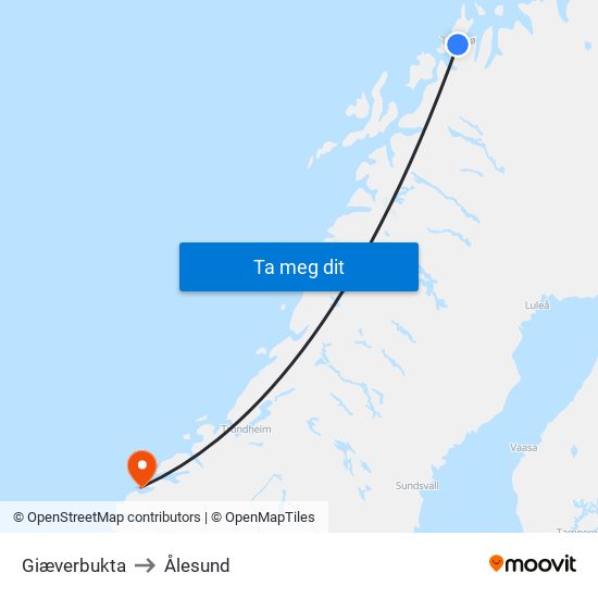 Giæverbukta to Ålesund map