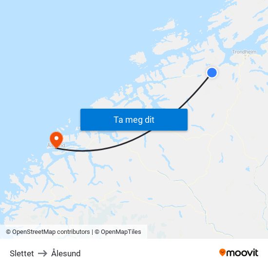 Slettet to Ålesund map