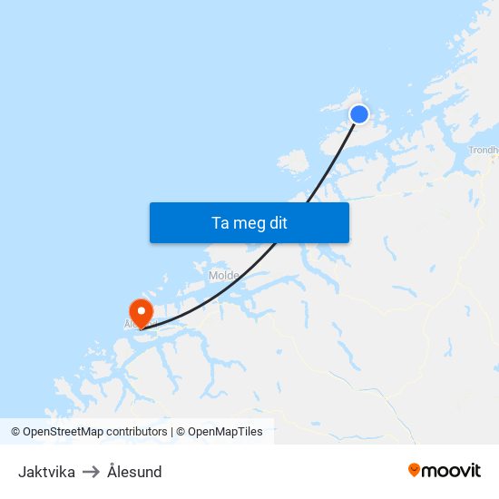 Jaktvika to Ålesund map