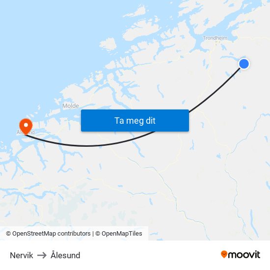 Nervik to Ålesund map