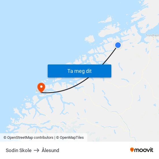 Sodin Skole to Ålesund map