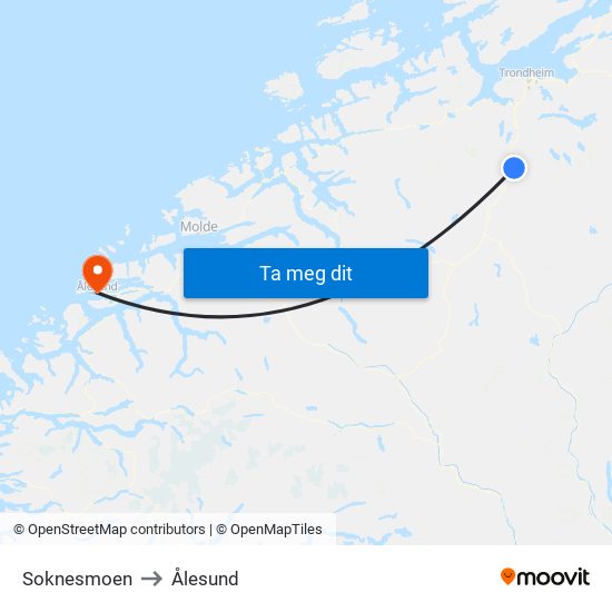 Soknesmoen to Ålesund map