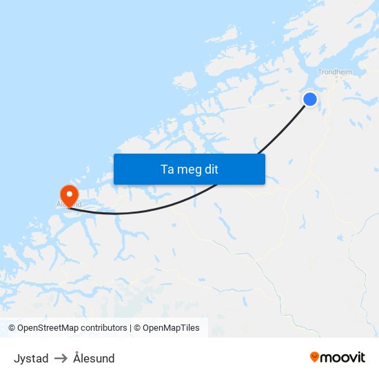 Jystad to Ålesund map