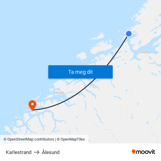 Karlestrand to Ålesund map