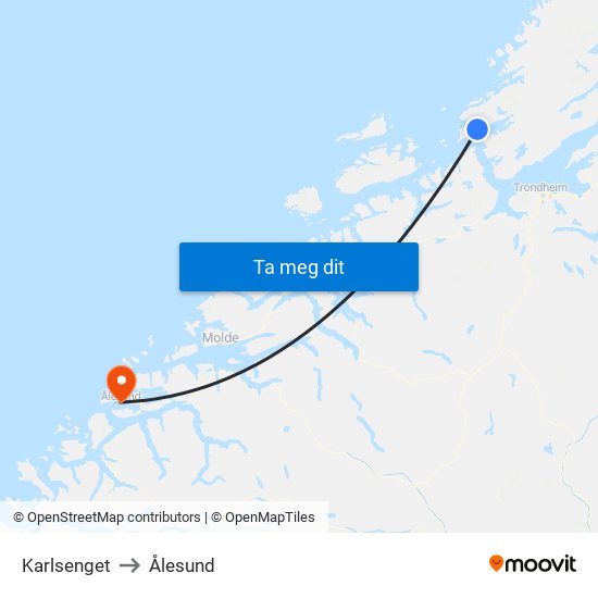 Karlsenget to Ålesund map