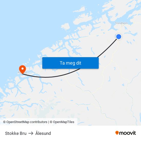 Stokke Bru to Ålesund map