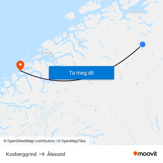 Kosberggrind to Ålesund map