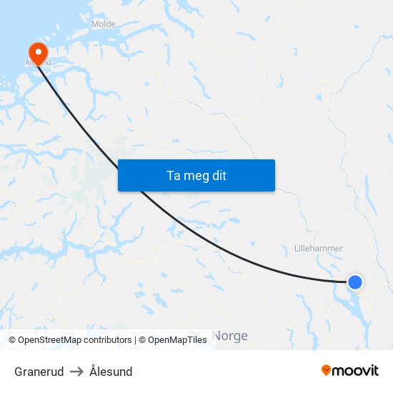 Granerud to Ålesund map