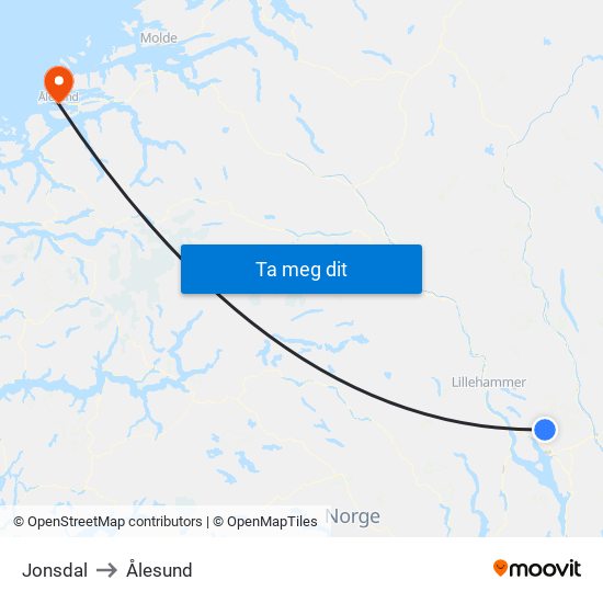 Jonsdal to Ålesund map