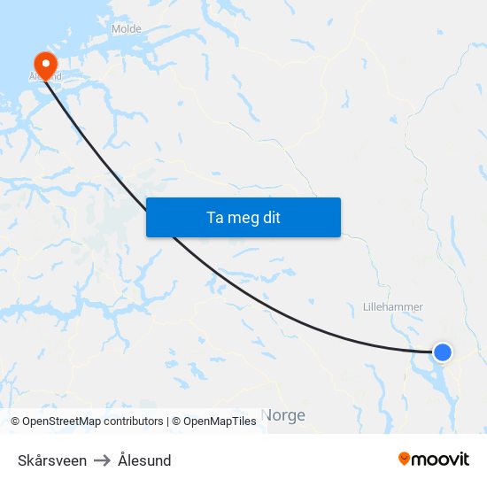 Skårsveen to Ålesund map
