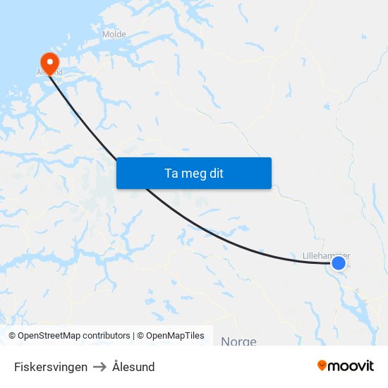 Fiskersvingen to Ålesund map