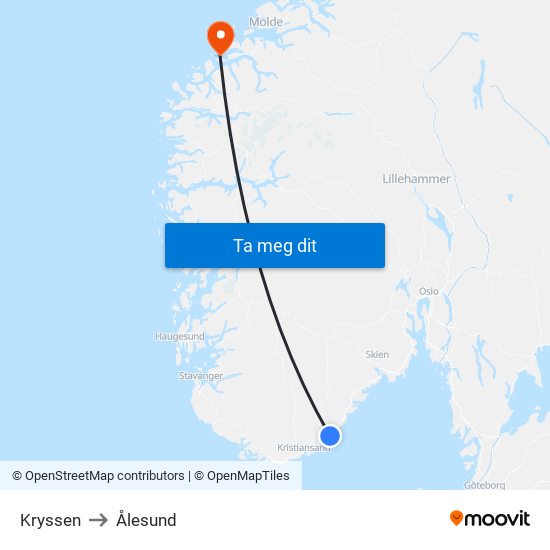 Kryssen to Ålesund map
