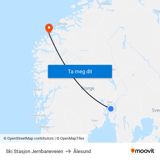 Ski Stasjon Jernbaneveien to Ålesund map