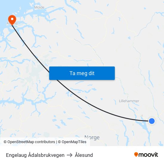 Engelaug Ådalsbrukvegen to Ålesund map