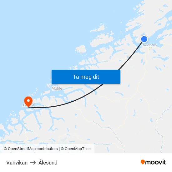 Vanvikan to Ålesund map