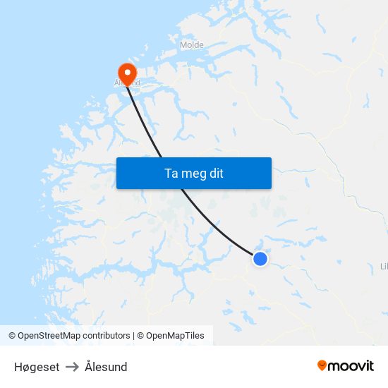 Høgeset to Ålesund map