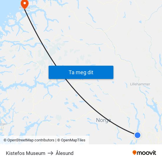Kistefos Museum to Ålesund map
