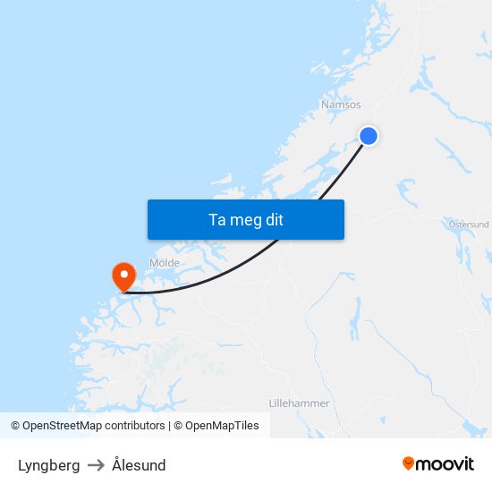 Lyngberg to Ålesund map